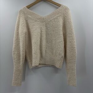 Madewell Double V-Neck Sweater in Heather Cream Size XS